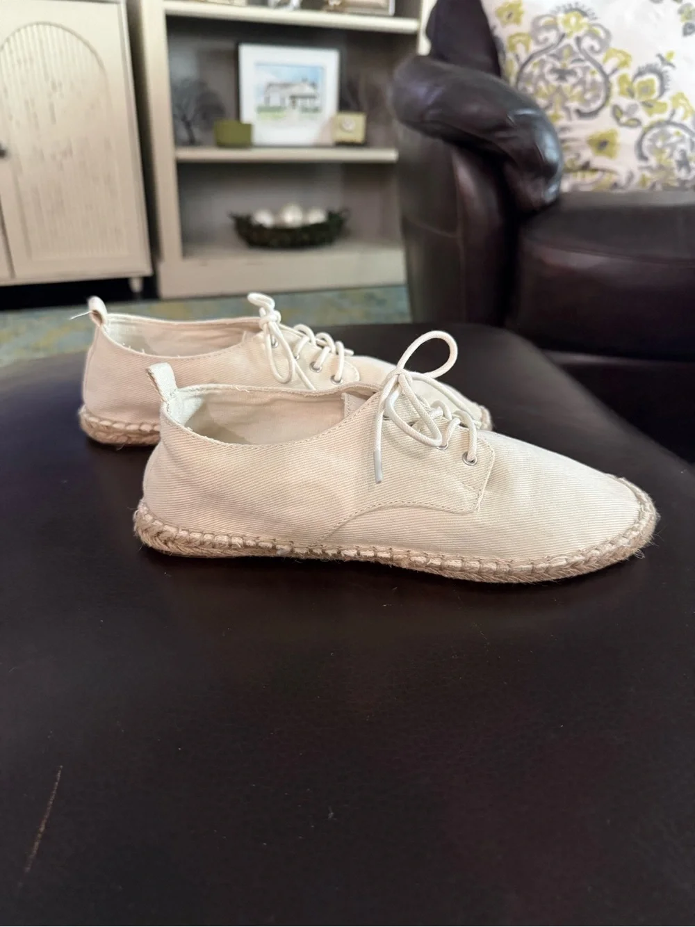 Forever 21 Cream Canvas Lace-Up Espadrilles
